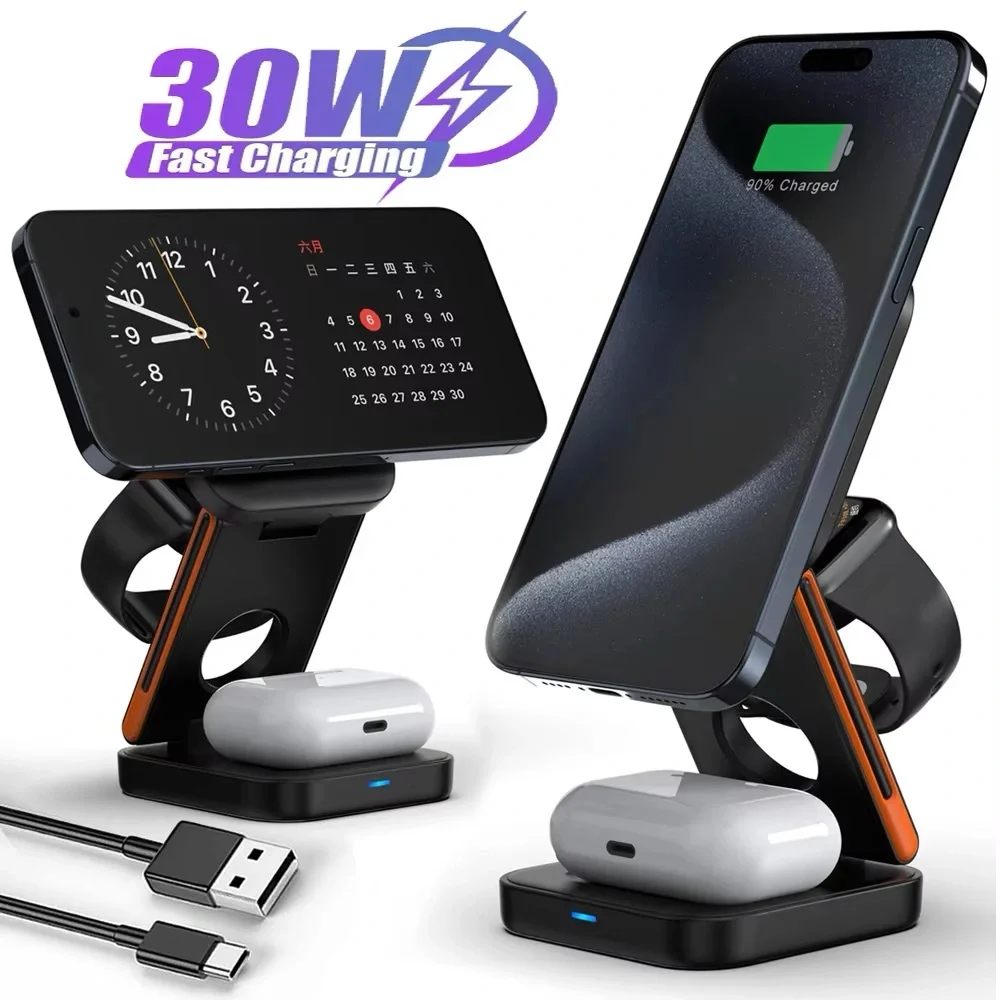 Wireless charging station for iPhone15 14 13 12 Pro Apple Watch 8 9 Airpods